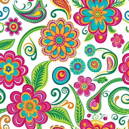 Bright Preppy Paisley Pattern 40 Quilting Cotton Fabric