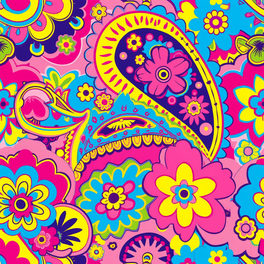 Bright Preppy Paisley Pattern 6 Quilting Cotton Fabric