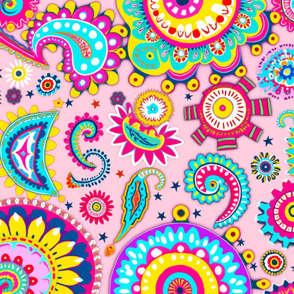 Bright Preppy Paisley Pattern 8 Quilting Cotton Fabric