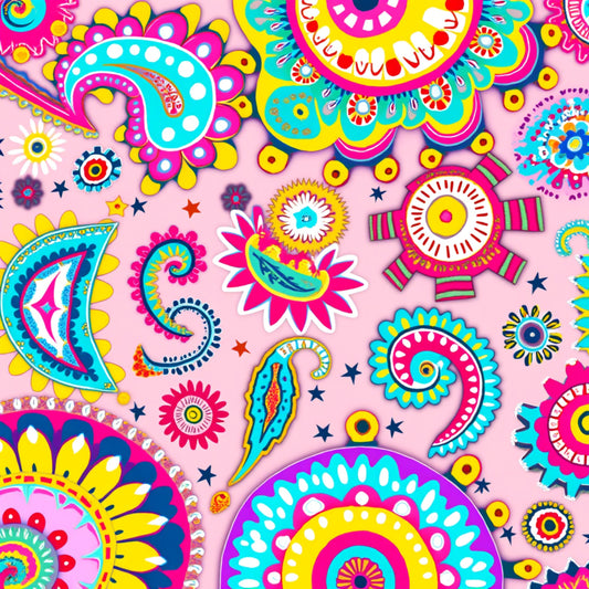 Bright Preppy Paisley Pattern 8 Quilting Cotton Fabric