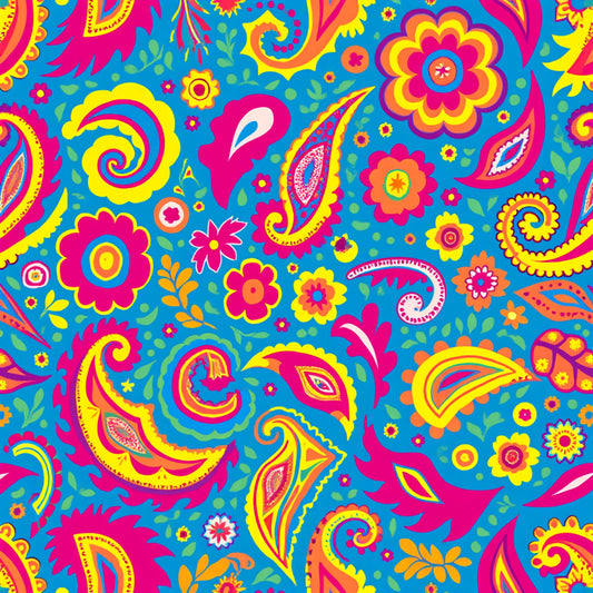 Bright Preppy Paisley Pattern 9 Quilting Cotton Fabric
