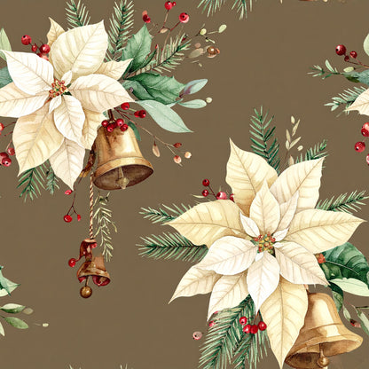 Brown Green Rustic Winter Pattern 14 Quilting Cotton Fabric