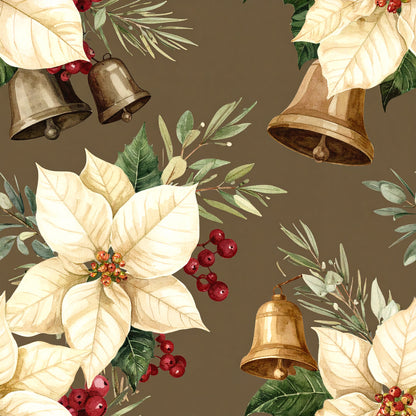 Brown Green Rustic Winter Pattern 15 Quilting Cotton Fabric