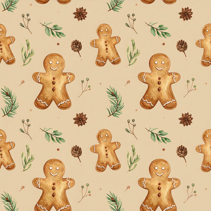 Brown Green Rustic Winter Pattern 17 Quilting Cotton Fabric