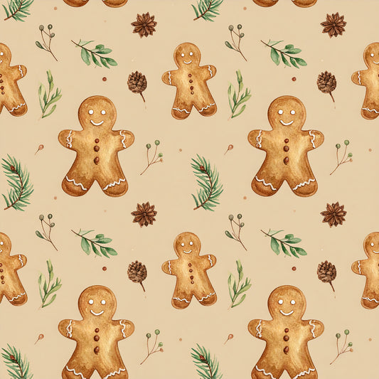Brown Green Rustic Winter Pattern 17 Quilting Cotton Fabric