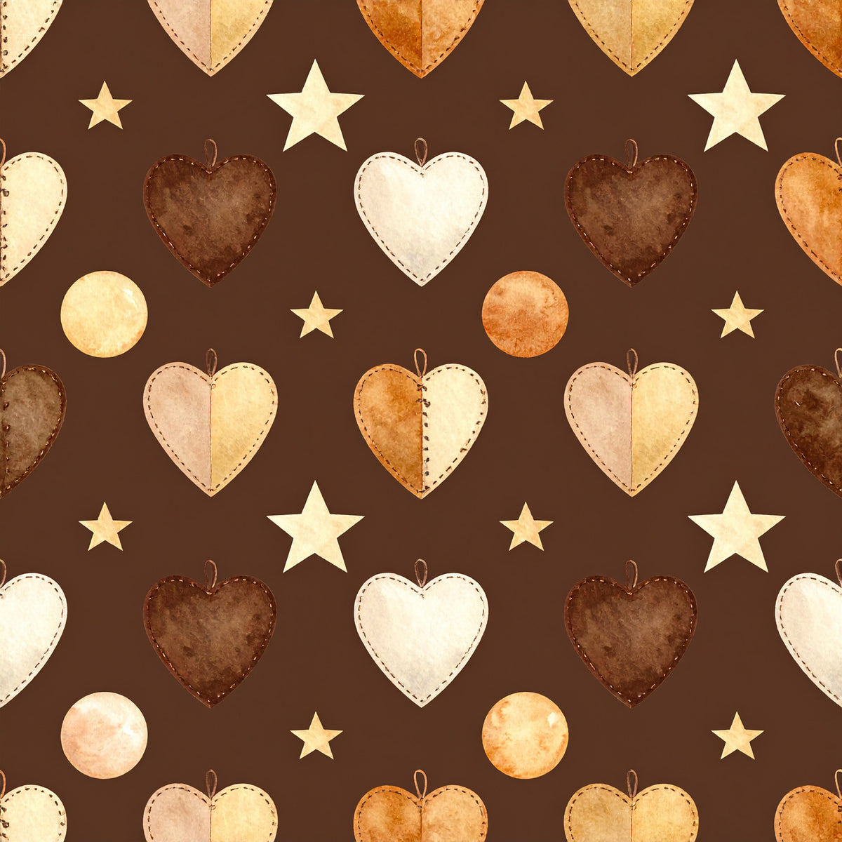 Brown Green Rustic Winter Pattern 18 Quilting Cotton Fabric