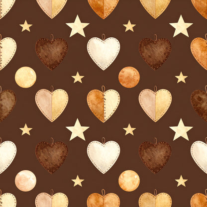 Brown Green Rustic Winter Pattern 18 Quilting Cotton Fabric