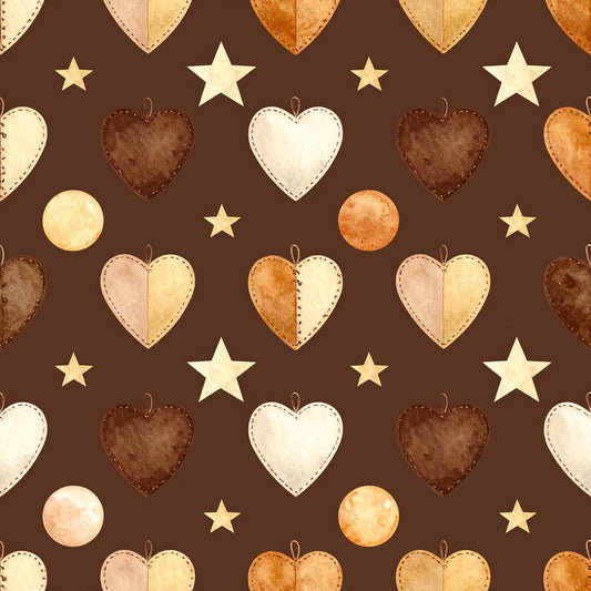 Brown Green Rustic Winter Pattern 18 Quilting Cotton Fabric