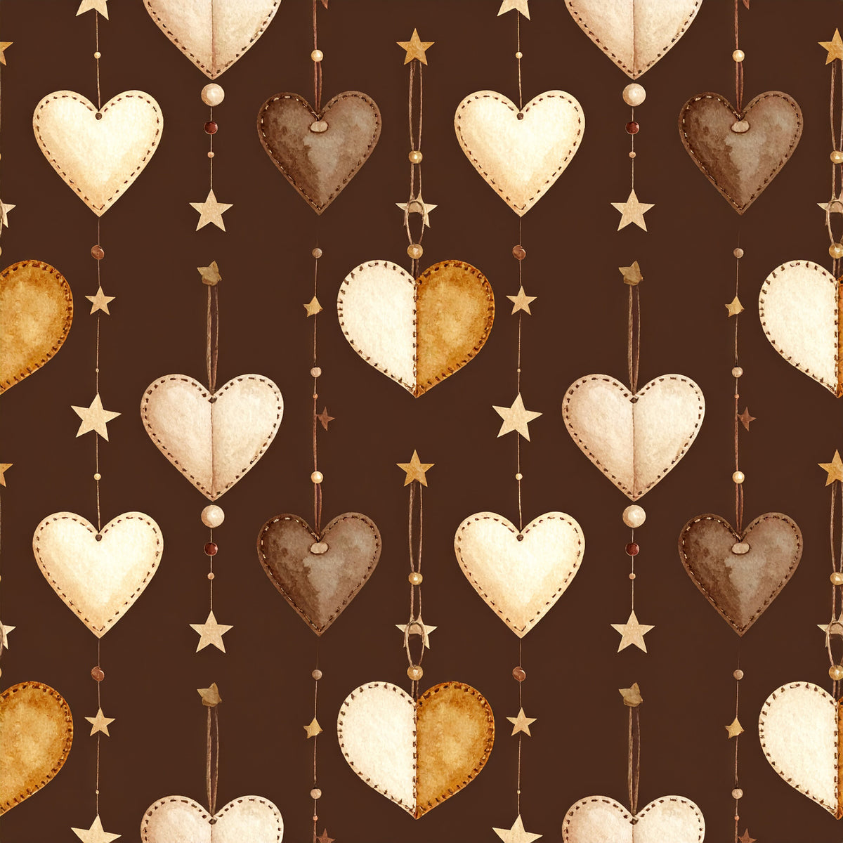 Brown Green Rustic Winter Pattern 19 Quilting Cotton Fabric