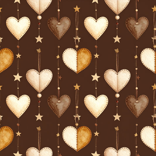 Brown Green Rustic Winter Pattern 19 Quilting Cotton Fabric