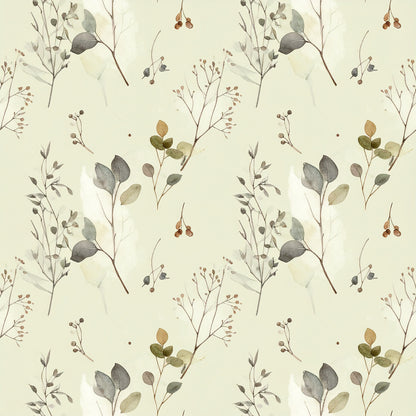 Brown Green Rustic Winter Pattern 2 Quilting Cotton Fabric