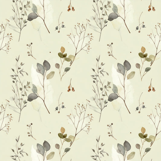 Brown Green Rustic Winter Pattern 2 Quilting Cotton Fabric