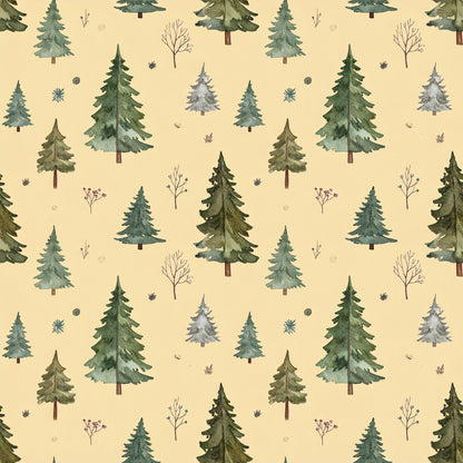 Brown Green Rustic Winter Pattern 22 Quilting Cotton Fabric