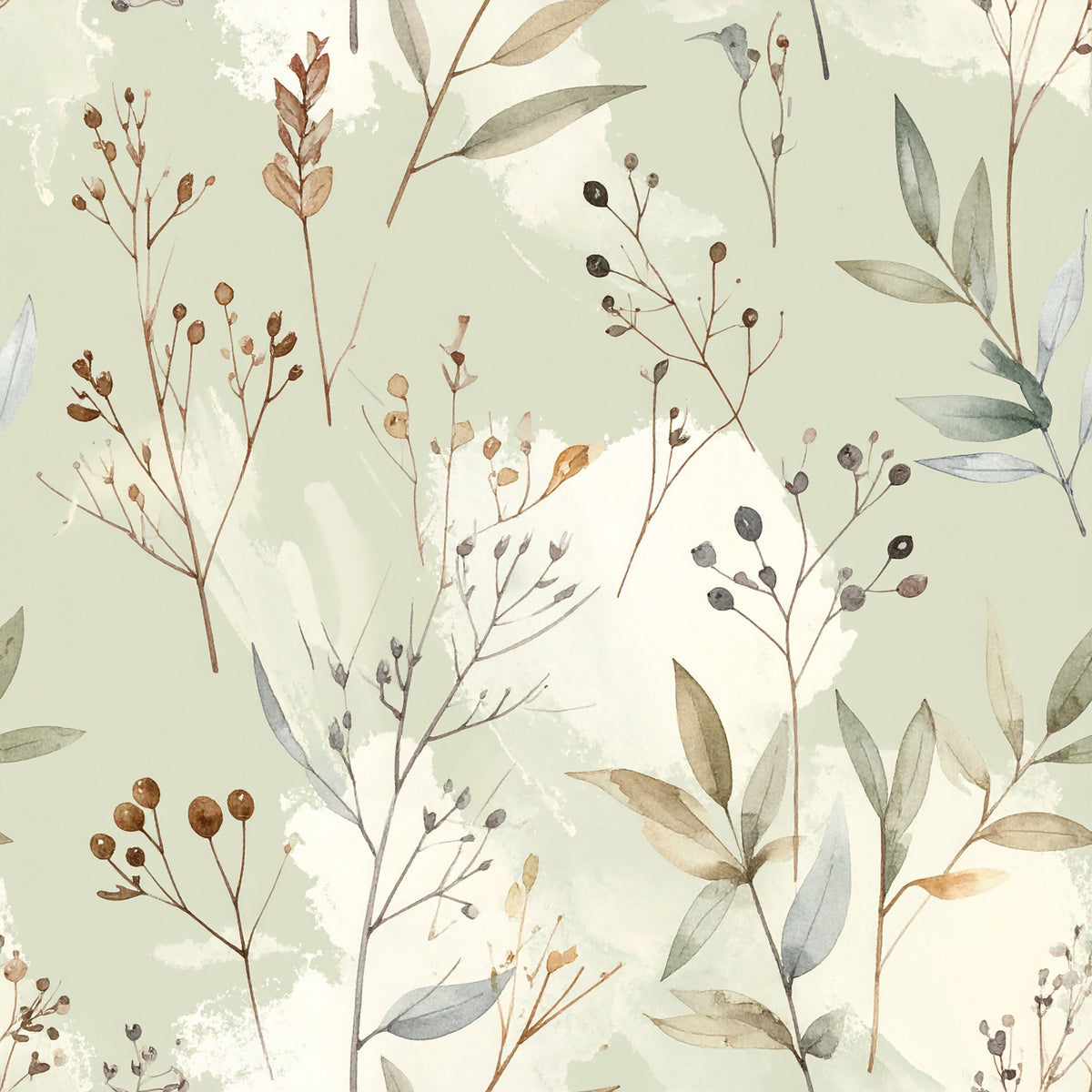 Brown Green Rustic Winter Pattern 3 Quilting Cotton Fabric