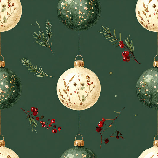 Brown Green Rustic Winter Pattern 4 Quilting Cotton Fabric