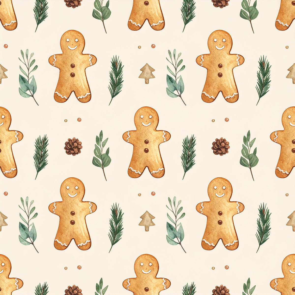 Brown Green Rustic Winter Pattern 8 Quilting Cotton Fabric