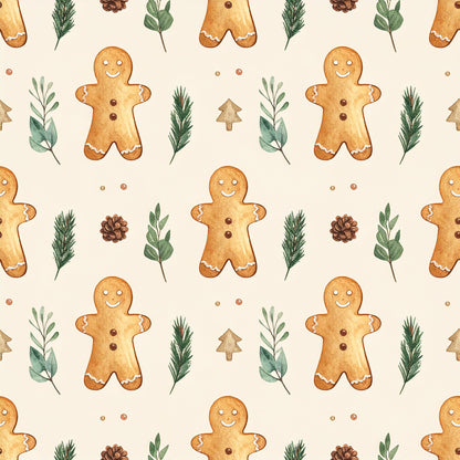 Brown Green Rustic Winter Pattern 8 Quilting Cotton Fabric