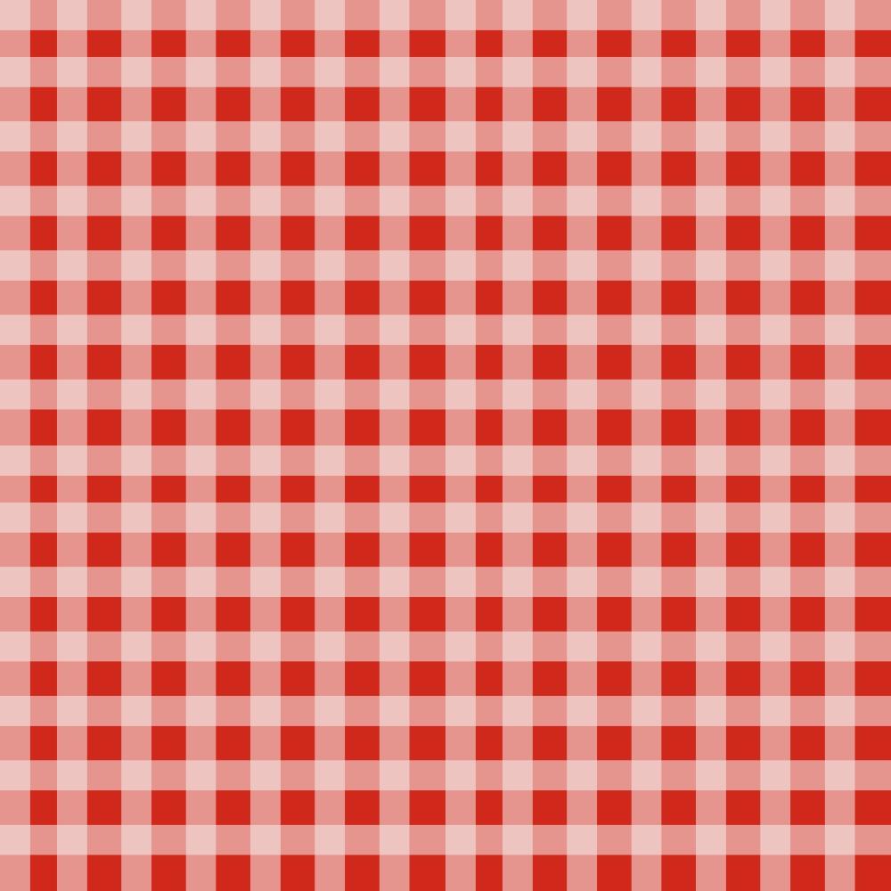 Red and white checked gingham pattern, creating a grid-like design with alternating colored squares.