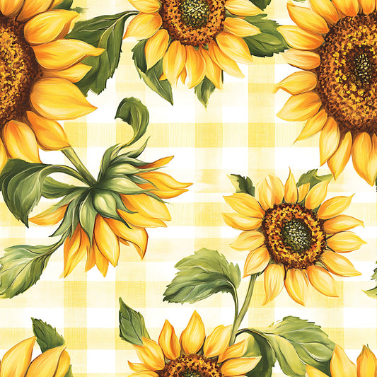 Buffalo Plaid With Sunflowers Pattern 10 Quilting Cotton Fabric