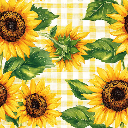 Buffalo Plaid With Sunflowers Pattern 11 Quilting Cotton Fabric