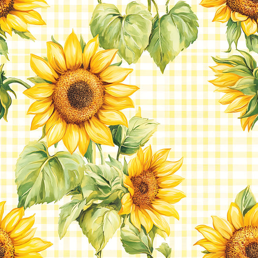 Buffalo Plaid With Sunflowers Pattern 12 Quilting Cotton Fabric