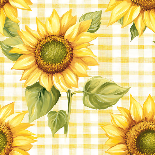 Buffalo Plaid With Sunflowers Pattern 15 Quilting Cotton Fabric