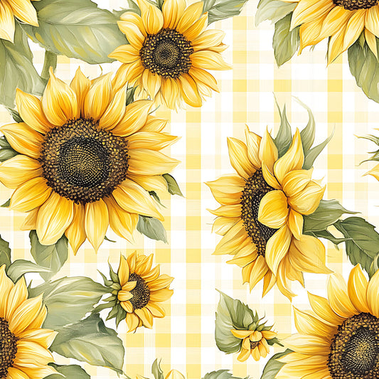 Buffalo Plaid With Sunflowers Pattern 16 Quilting Cotton Fabric
