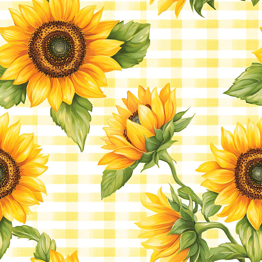 Buffalo Plaid With Sunflowers Pattern 17 Quilting Cotton Fabric