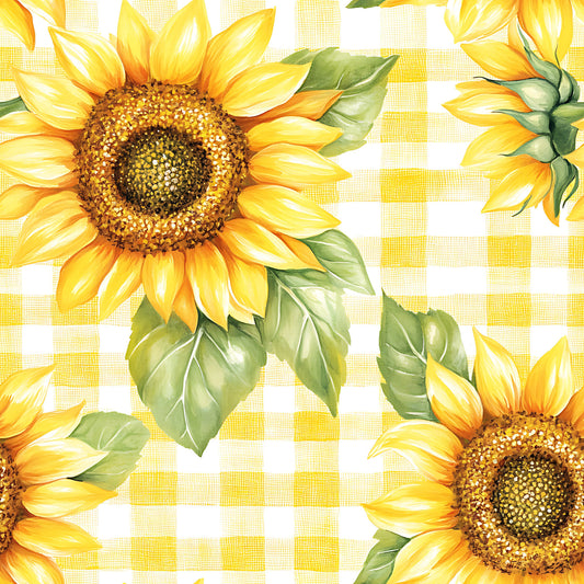 Buffalo Plaid With Sunflowers Pattern 19 Quilting Cotton Fabric