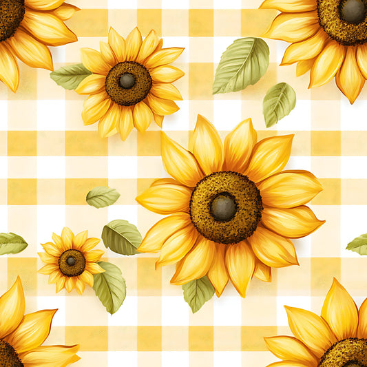 Buffalo Plaid With Sunflowers Pattern 2 Quilting Cotton Fabric