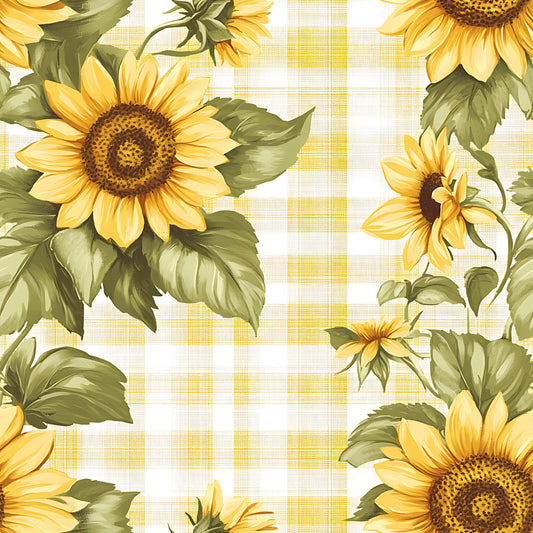 Buffalo Plaid With Sunflowers Pattern 3 Quilting Cotton Fabric