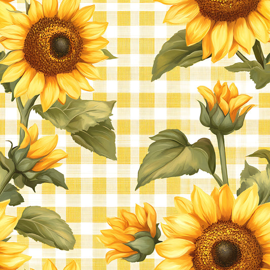 Buffalo Plaid With Sunflowers Pattern 4 Quilting Cotton Fabric