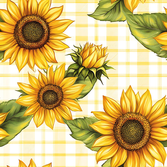 Buffalo Plaid With Sunflowers Pattern 6 Quilting Cotton Fabric