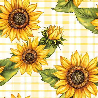 Buffalo Plaid With Sunflowers Pattern 6 Quilting Cotton Fabric