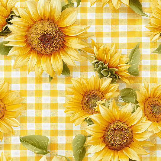 Buffalo Plaid With Sunflowers Pattern 7 Quilting Cotton Fabric