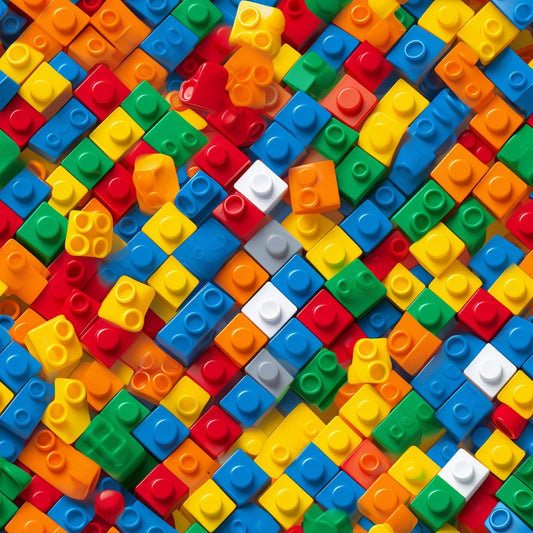 building blocks, lego bricks, red, blue, yellow, green, orange, white, gray, colorful pattern, toy blocks, geometric design, children's fabric, playful, bright colors, quilting cotton, fabric panel, interlocking bricks, construction toys, vibrant, playroom theme