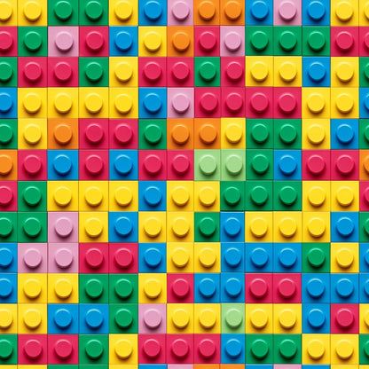 Image of a pattern made with interlocking toy bricks in various colors, including red, yellow, blue, green, and pink, arranged in rows and columns.