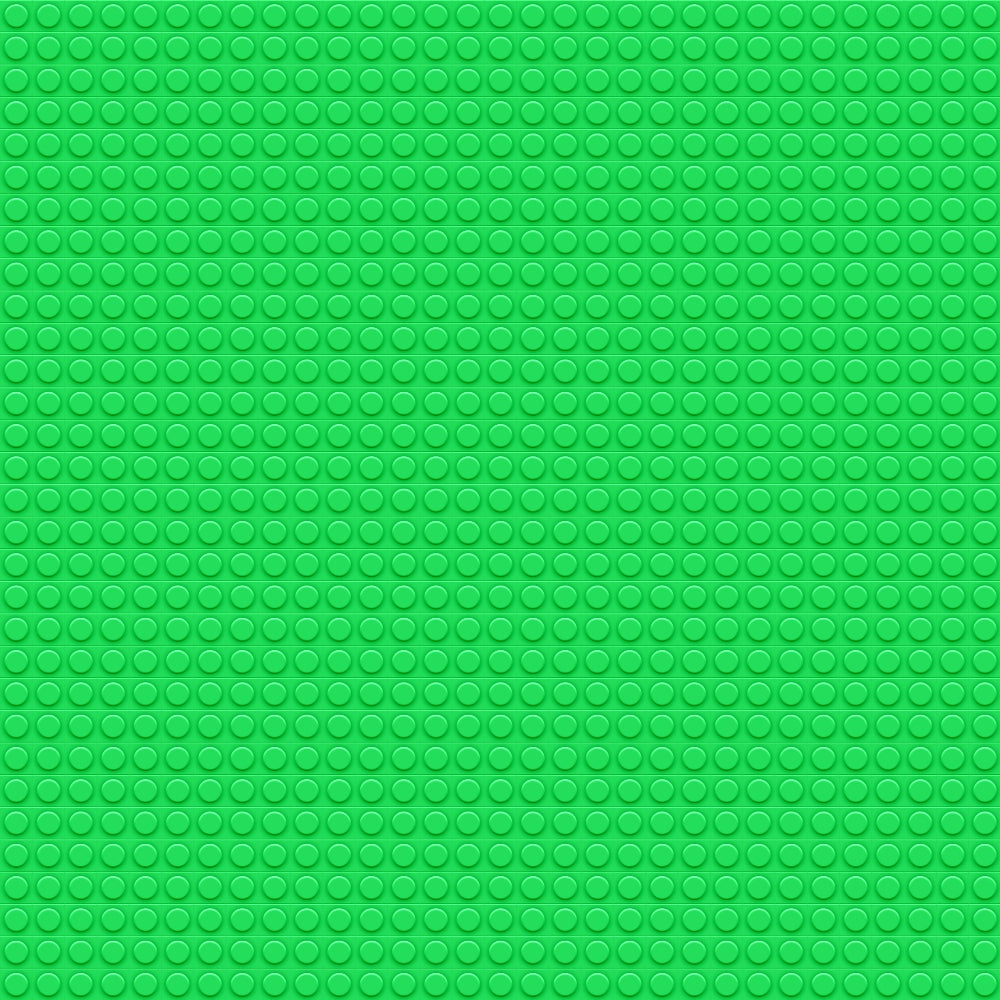 A green textured surface with a pattern of circular bumps, resembling a LEGO base plate.