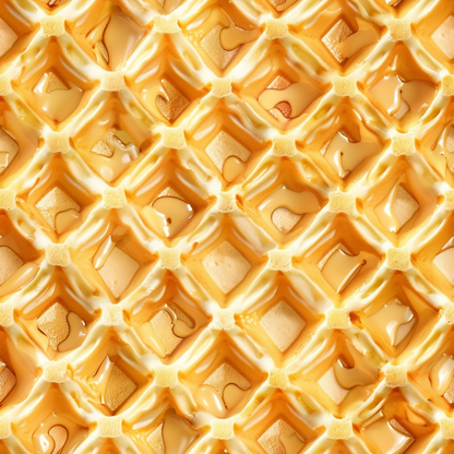 Close-up of a waffle topped with honey.