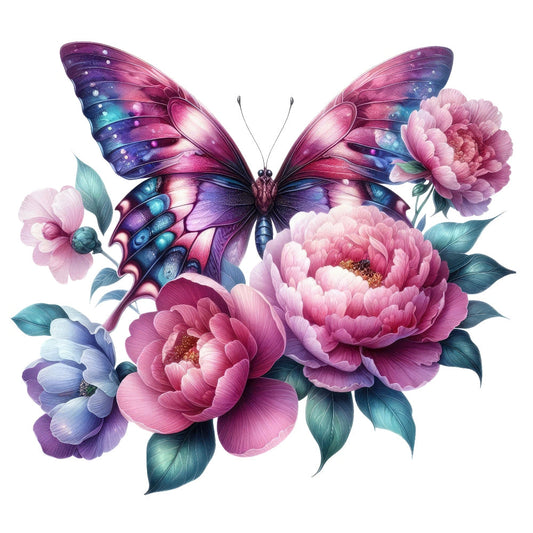 Butterflies and Flowers Fabric Panel 7