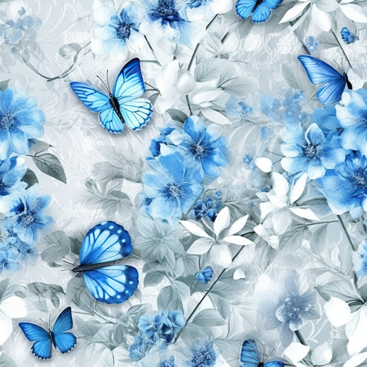 Butterfly Ballet in Blue Pattern 12 Quilting Cotton Fabric