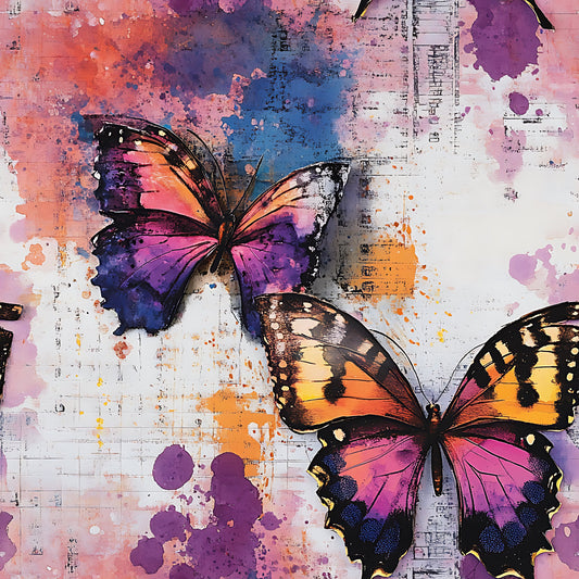 Butterfly Collage Art Pattern 1 Quilting Cotton Fabric