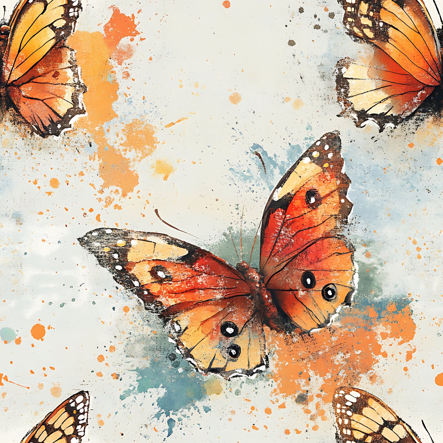 Butterfly Collage Art Pattern 14 Quilting Cotton Fabric