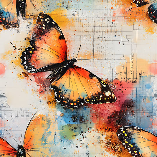 Butterfly Collage Art Pattern 15 Quilting Cotton Fabric