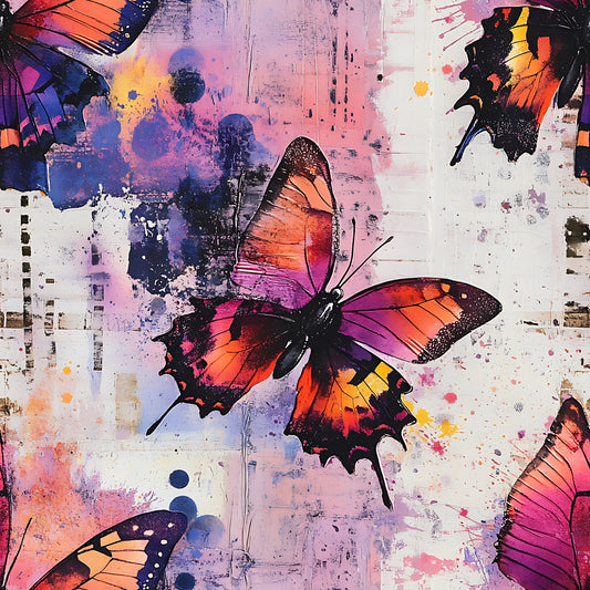 Butterfly Collage Art Pattern 16 Quilting Cotton Fabric