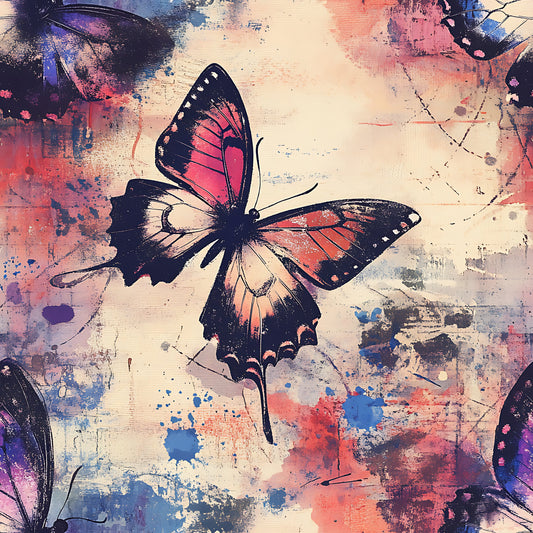 Butterfly Collage Art Pattern 17 Quilting Cotton Fabric