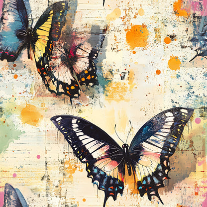 Butterfly Collage Art Pattern 19 Quilting Cotton Fabric