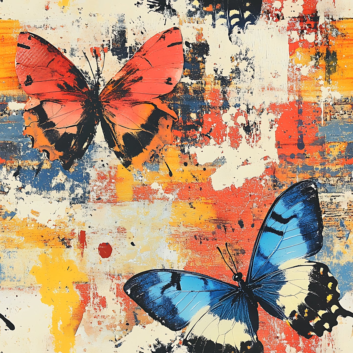 Butterfly Collage Art Pattern 20 Quilting Cotton Fabric