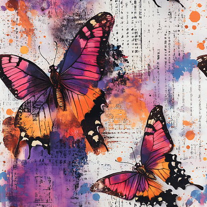 Butterfly Collage Art Pattern 2 Quilting Cotton Fabric