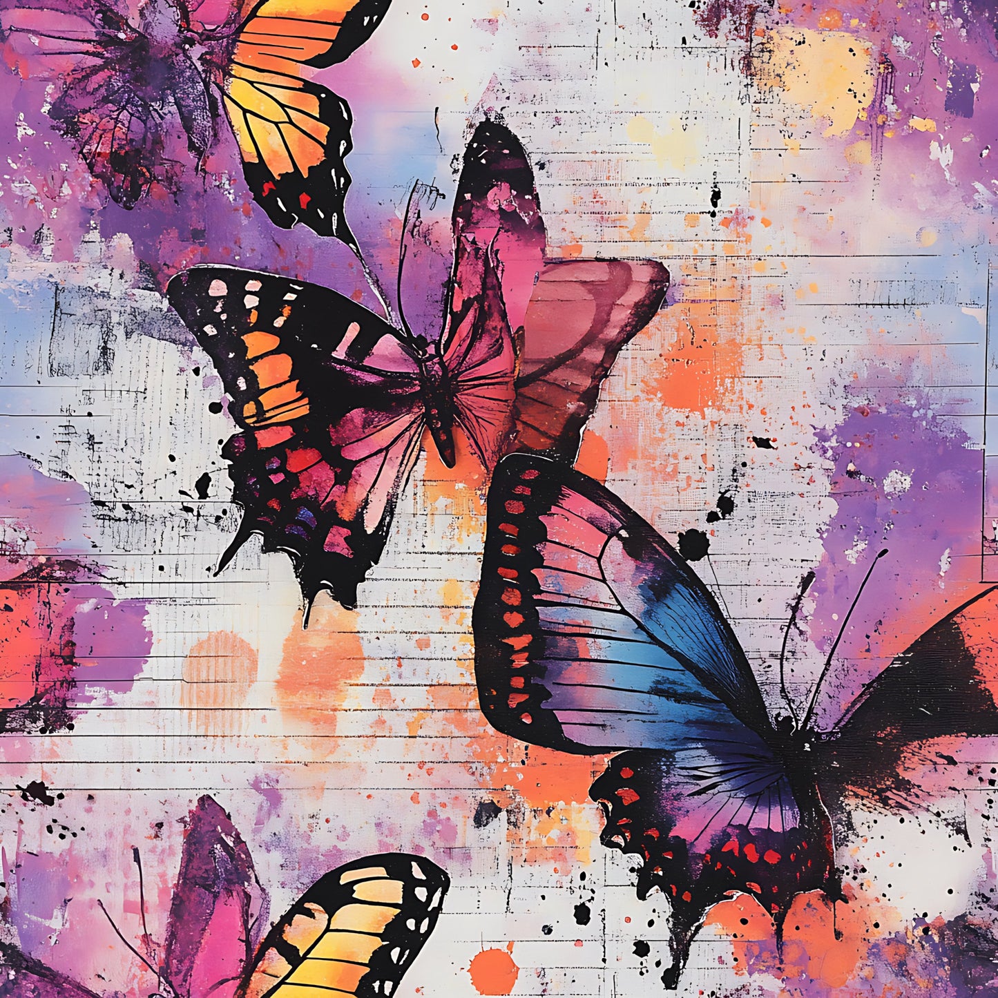 Butterfly Collage Art Pattern 4 Quilting Cotton Fabric